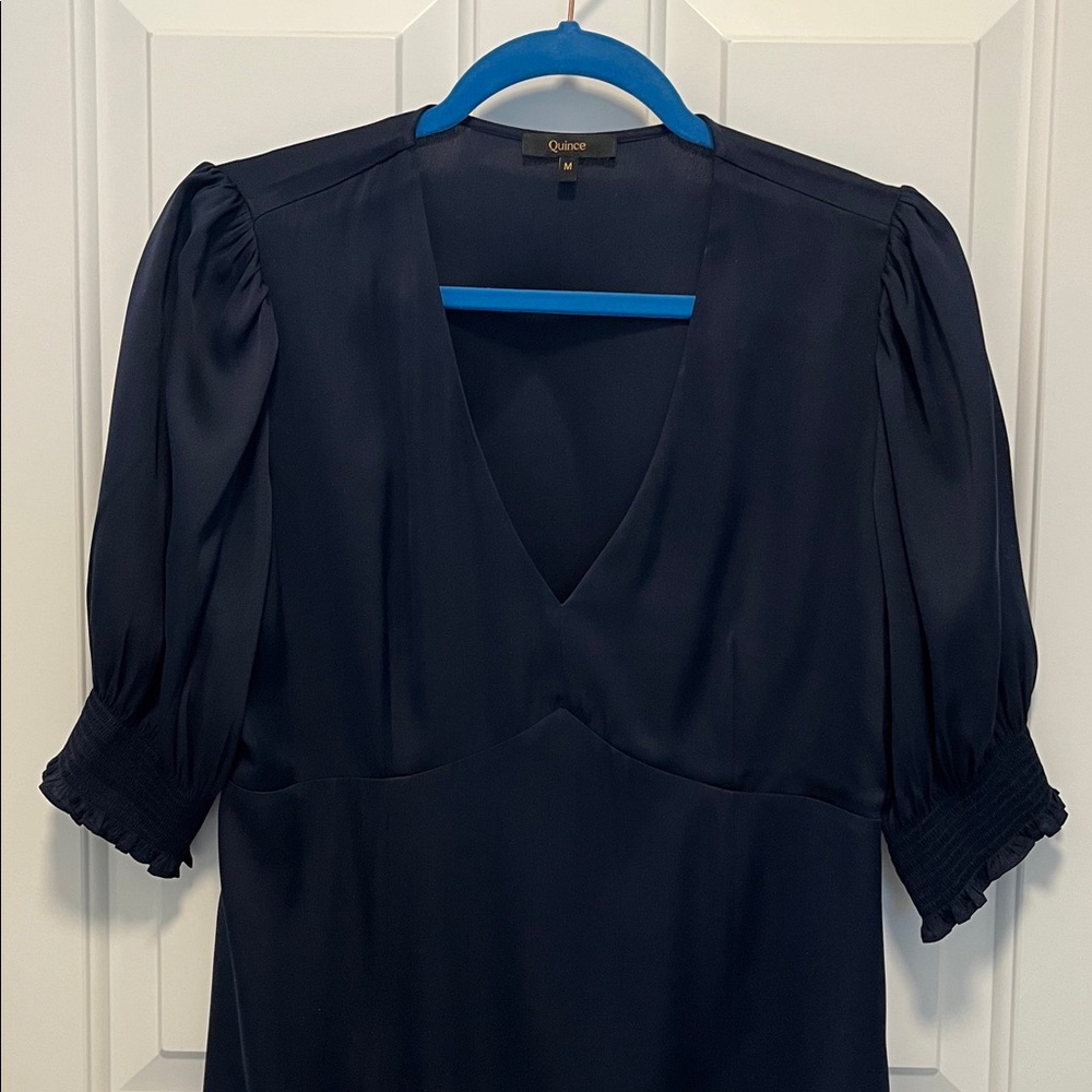 Elegant Blue V-Neck Dress